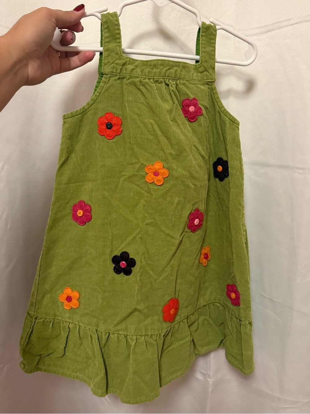 Gymboree Green Corduroy Flower Appliqué Sundress